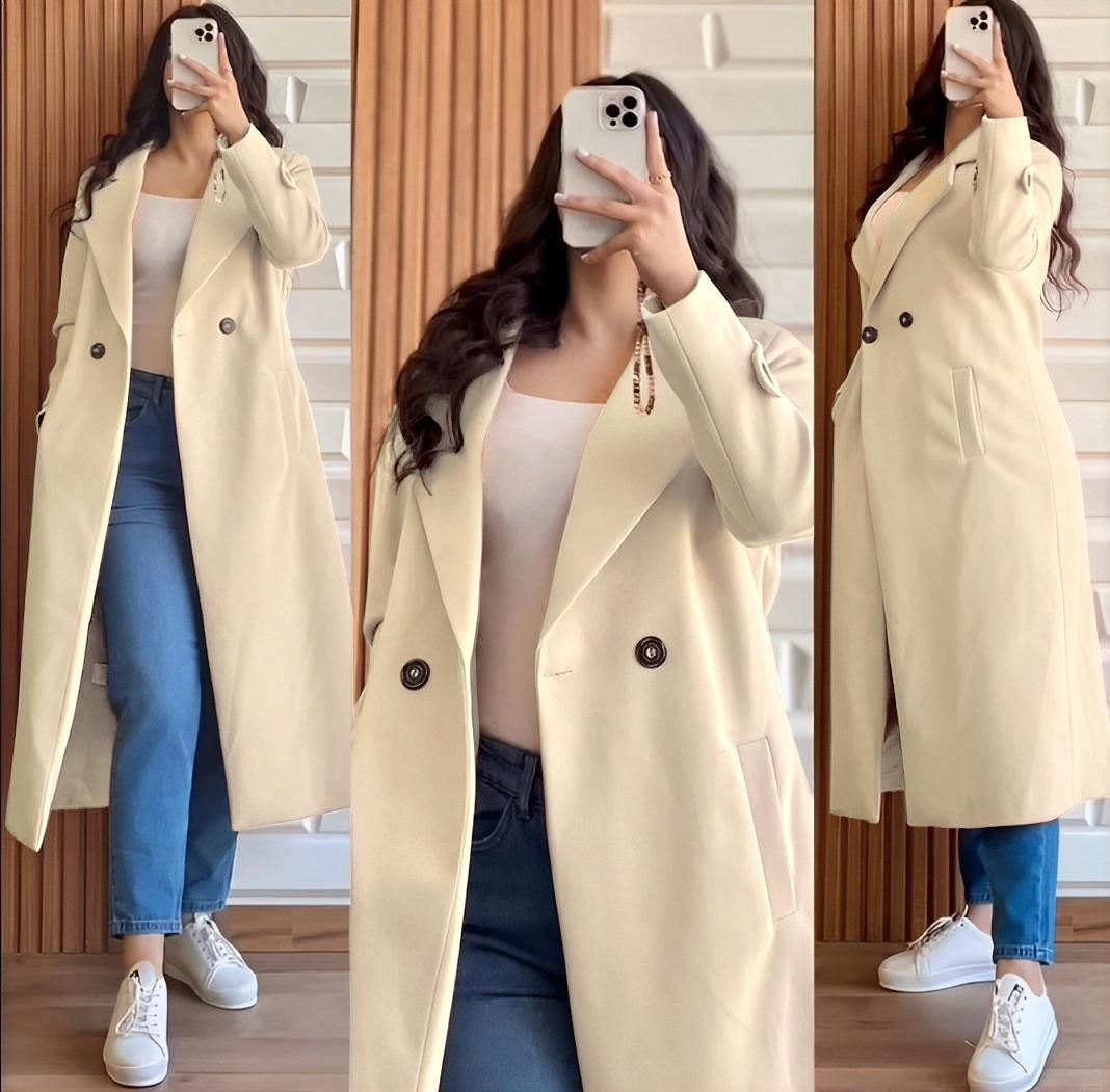 Winter Collection Long Coat Both Sided Pockets With Long Sleeves Women Coat