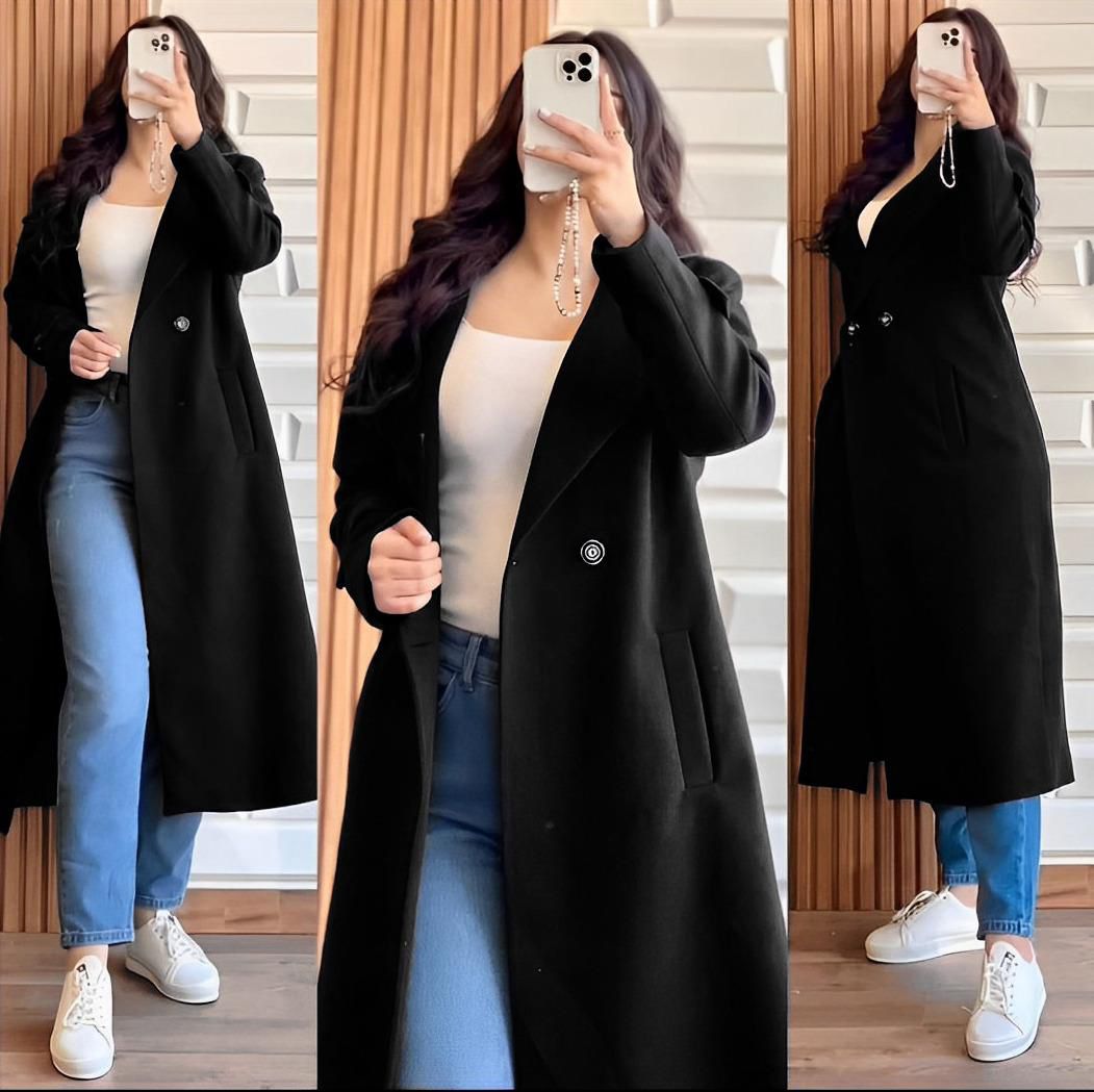 Winter Collection Long Coat Both Sided Pockets With Long Sleeves Women Coat