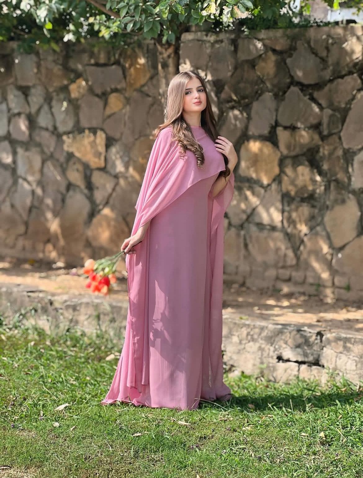 Cap Shawl with long body fitted Maxi 2pcs