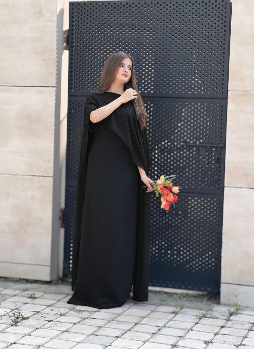 Cap Shawl with long body fitted Maxi 2pcs