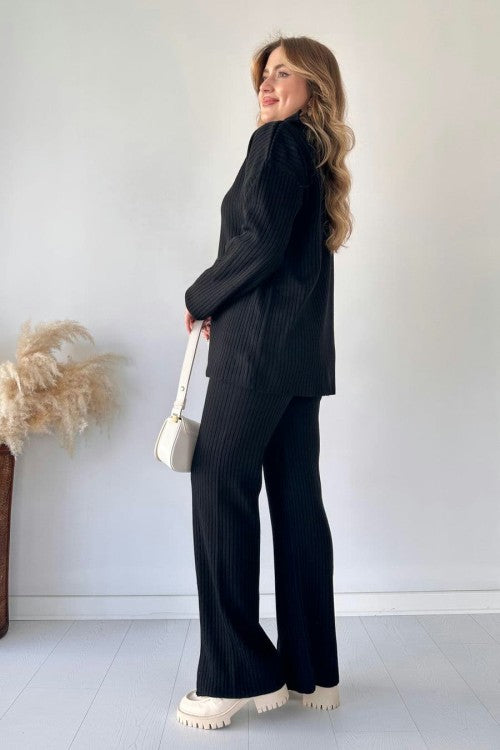 Zipper Highneck Dropshoulder Track Suit 2PCs