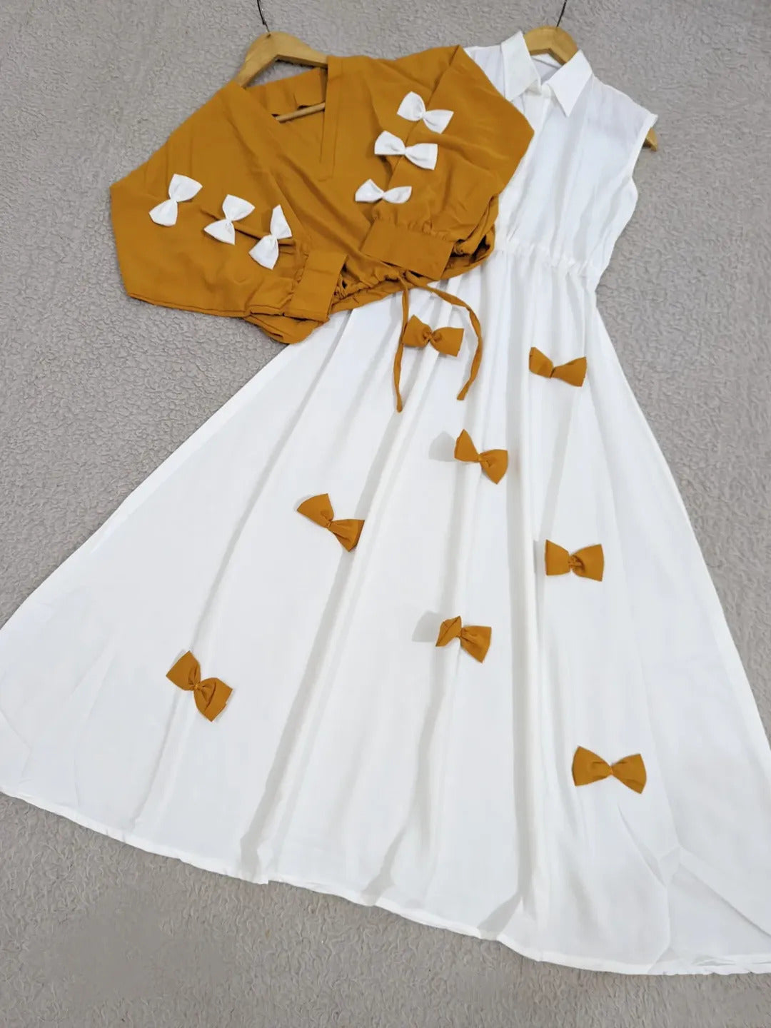 Bow attached on frock Maxi and top Sleeves 2PCs