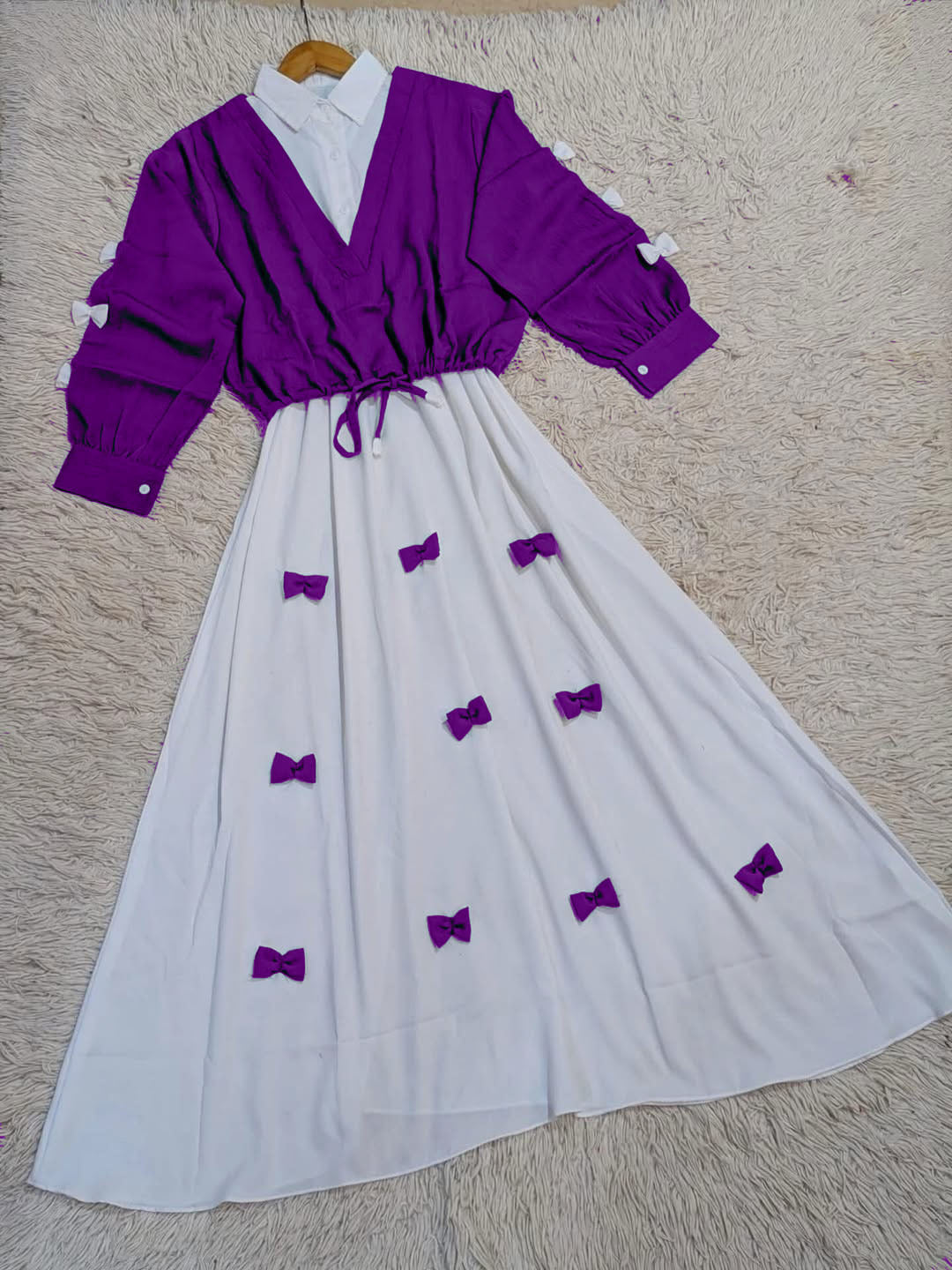 Bow attached on frock Maxi and top Sleeves 2PCs