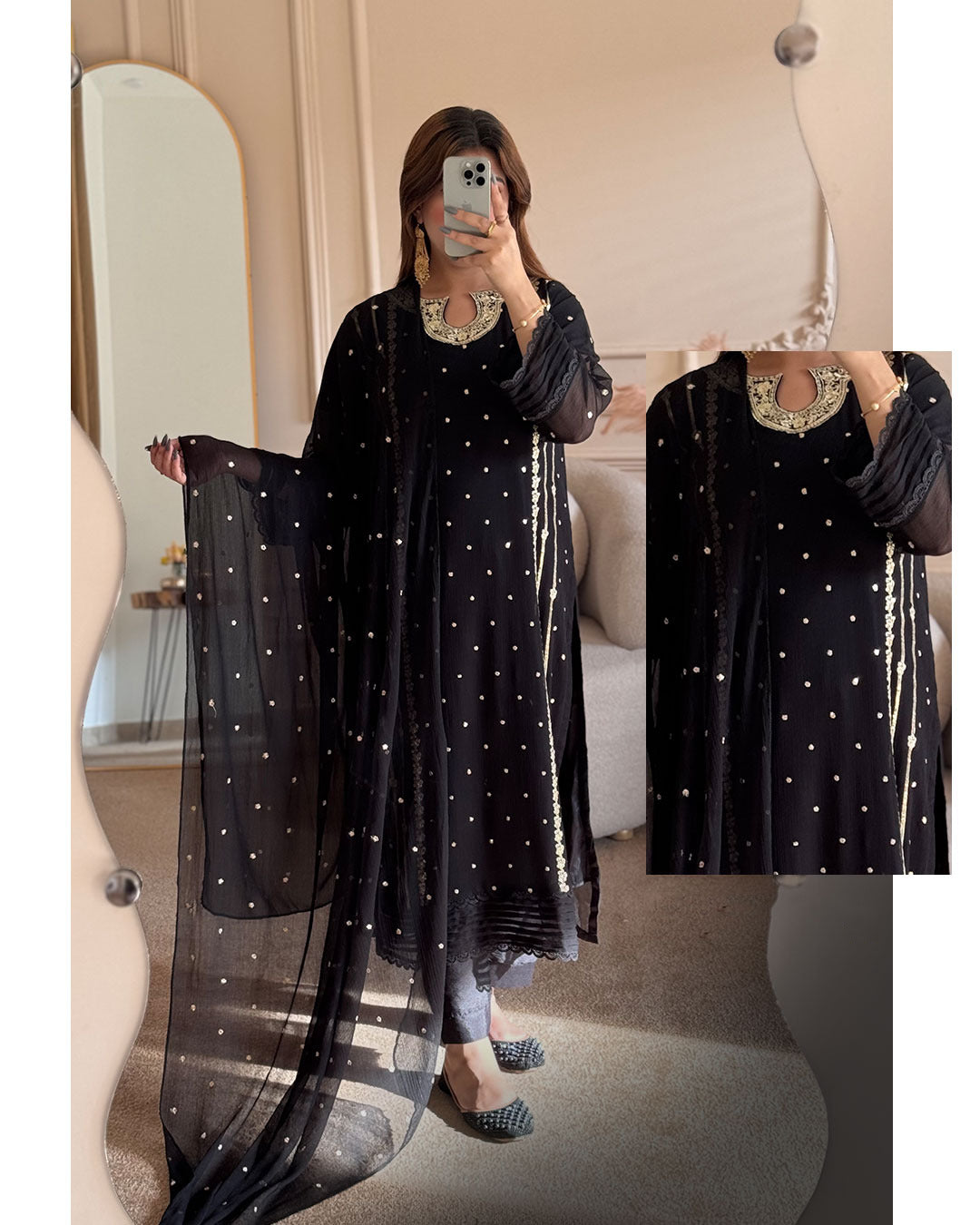 EID ARRIVALS Neck lining Sequence Embroidered 3PCs