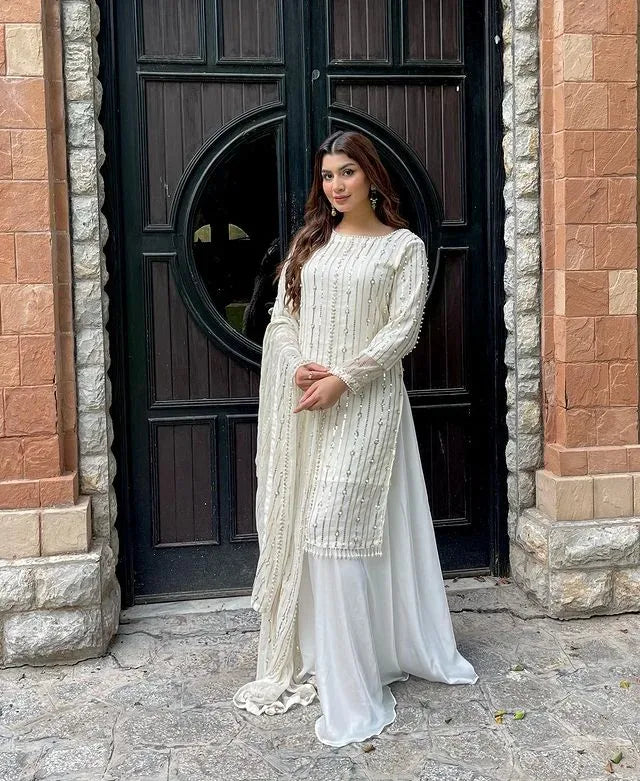 3 PCs heavy sequence embroidery & Pearls work