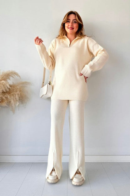 Zipper Highneck Dropshoulder Track Suit 2PCs