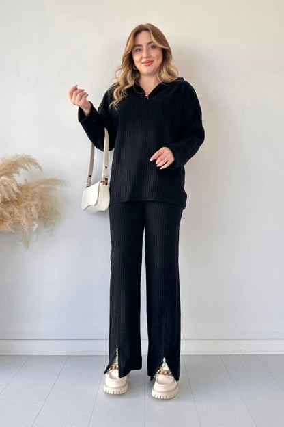 Zipper Highneck Dropshoulder Track Suit 2PCs