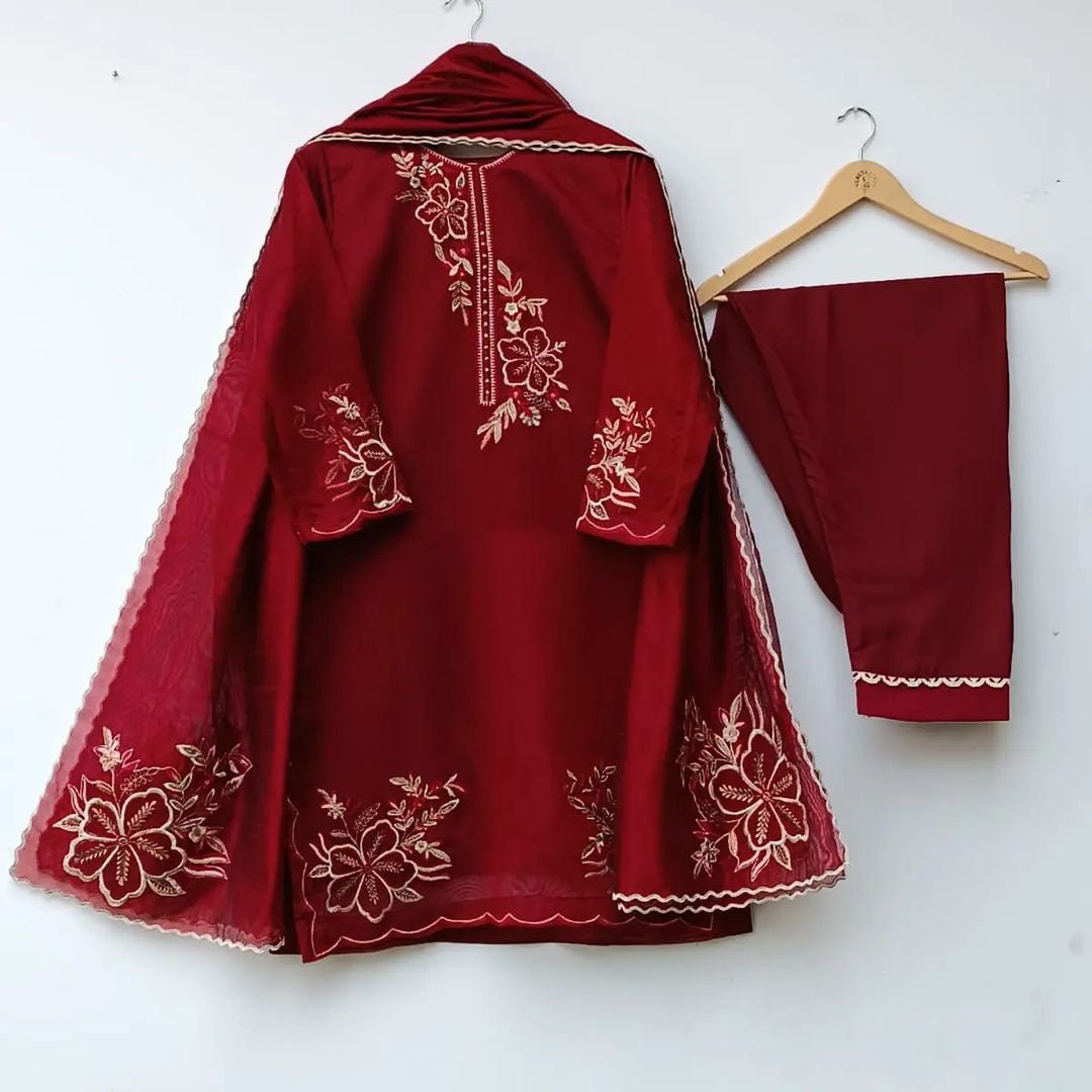 Elegant Hand Embroidery Formal 3-Piece