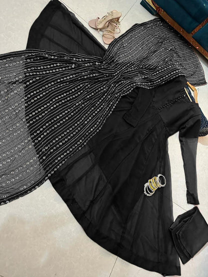 Heavy Embroidered Dupatta with Long Maxi and Trouser 3pcs