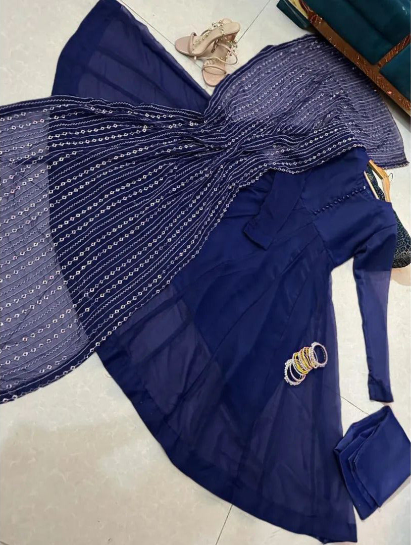 Heavy Embroidered Dupatta with Long Maxi and Trouser 3pcs