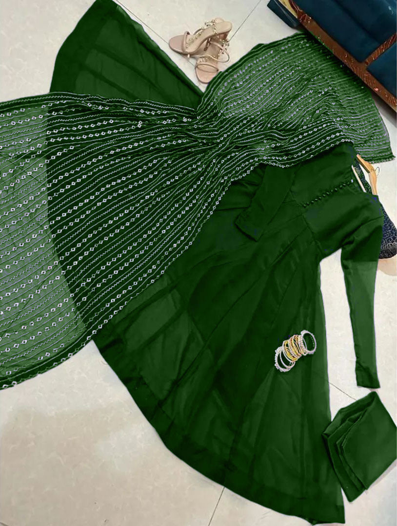 Heavy Embroidered Dupatta with Long Maxi and Trouser 3pcs