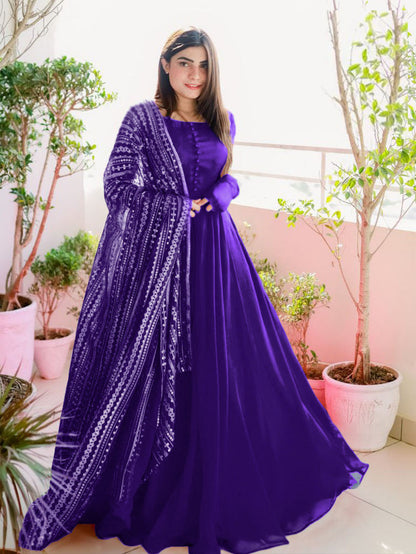 Heavy Embroidered Dupatta with Long Maxi and Trouser 3pcs