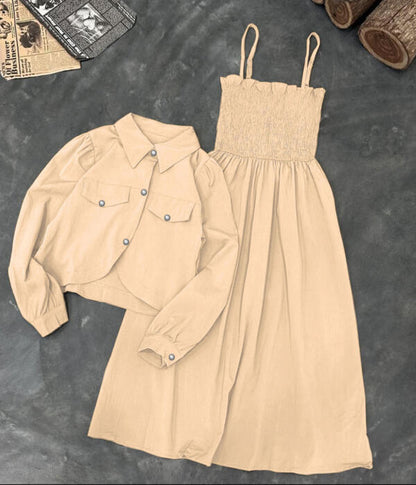 Kaaj Button Coaty with Gazzer Romper Frock 2PCs