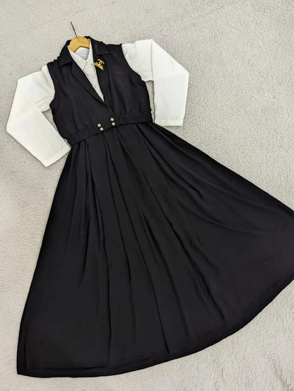 Double Coat Style Channel Jacket with Collar Maxi 2pcs