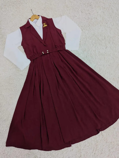 Double Coat Style Channel Jacket with Collar Maxi 2pcs