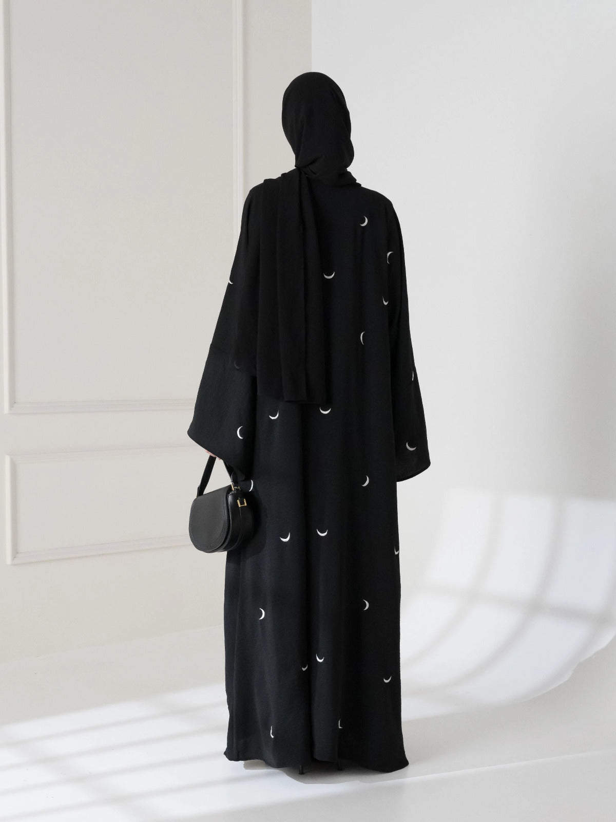 Front Back Moon 🌙 Embroidered Abaya with stoller 2PCs&nbsp;