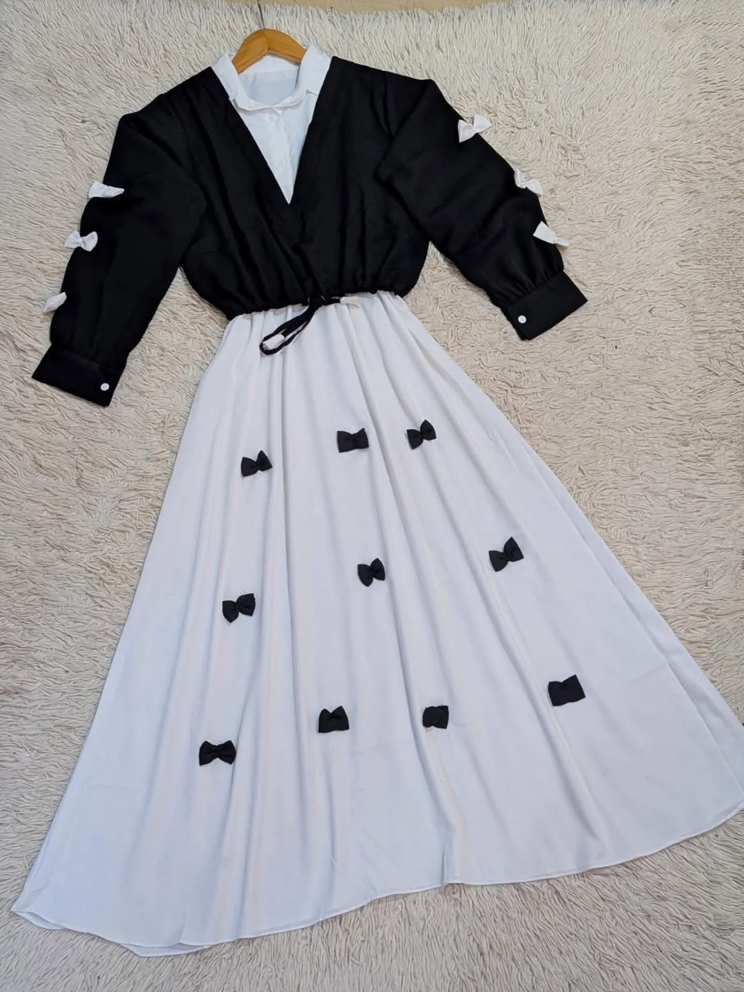 Bow attached on frock Maxi and top Sleeves 2PCs