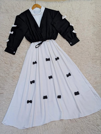 Bow attached on frock Maxi and top Sleeves 2PCs