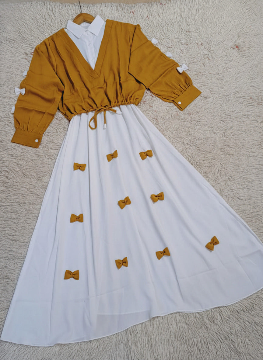 Bow attached on frock Maxi and top Sleeves 2PCs
