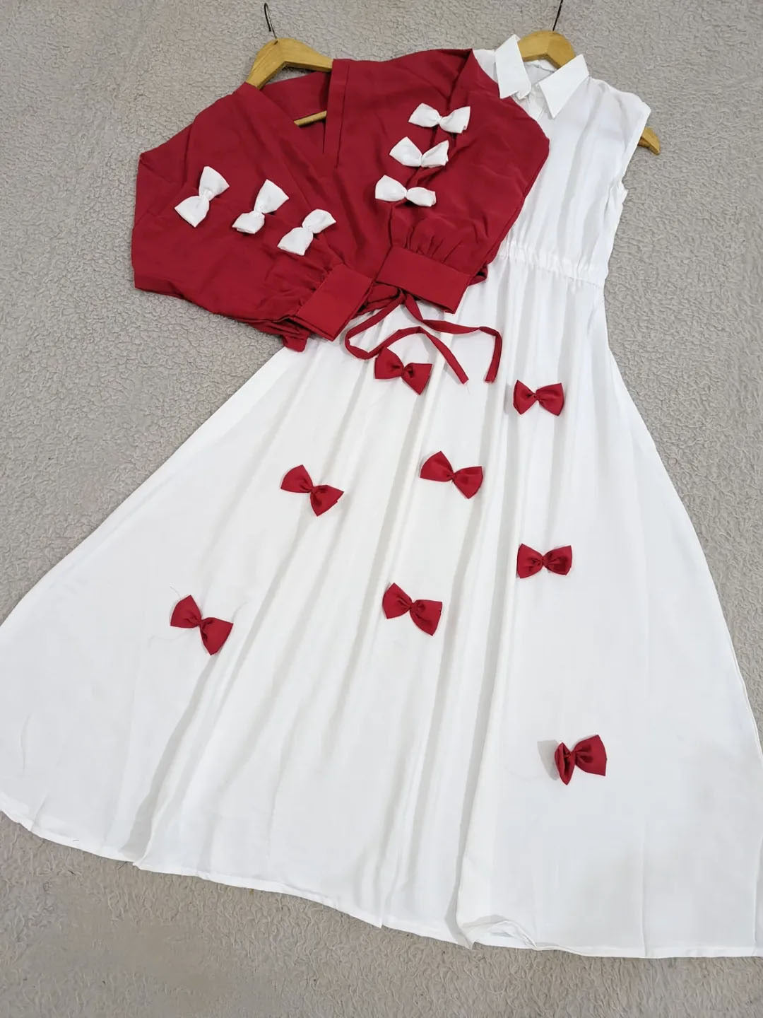 Bow attached on frock Maxi and top Sleeves 2PCs