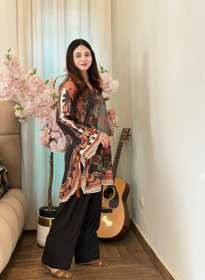 BLACK FARSHI Digital Short 2 piece