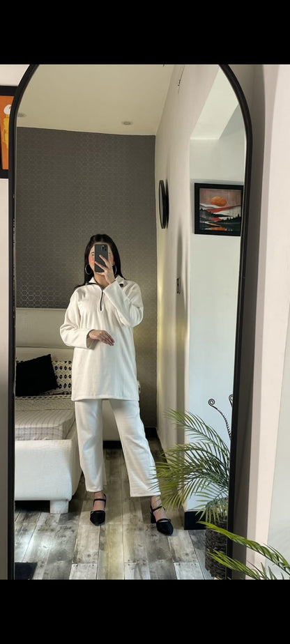 Zipper Highneck Dropshoulder Track Suit 2PCs