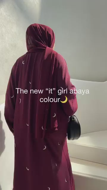 Front Back Moon 🌙 Embroidered Abaya with stoller 2PCs&nbsp;