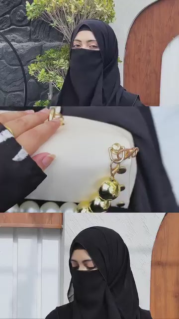 Front Back Moon 🌙 Embroidered Abaya with stoller 2PCs&nbsp;