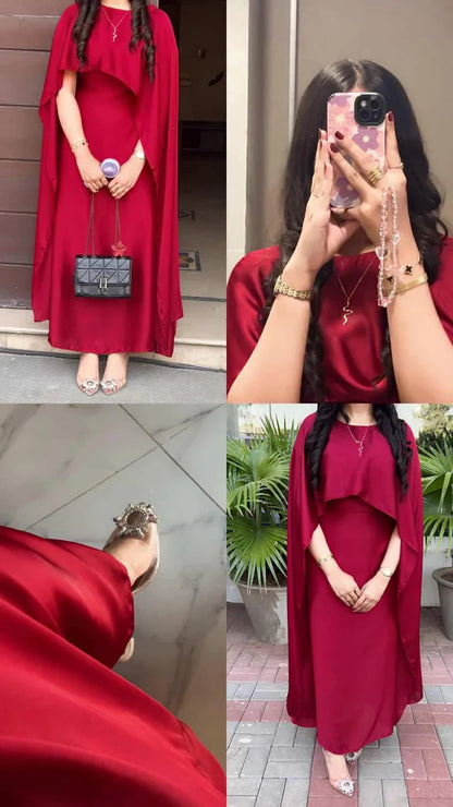 Cap Shawl with long body fitted Maxi 2pcs